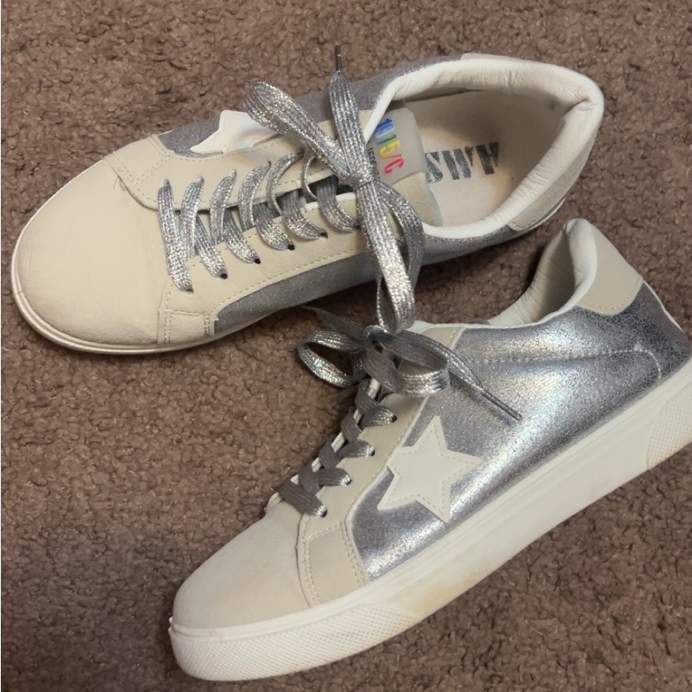 Silver and White Women's Sneakers